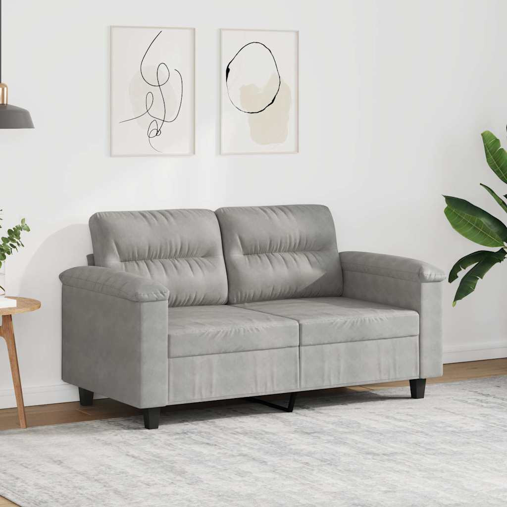 vidaXL 2-Sitzer-Sofa Hellgrau 120 cm Mikrofasergewebe