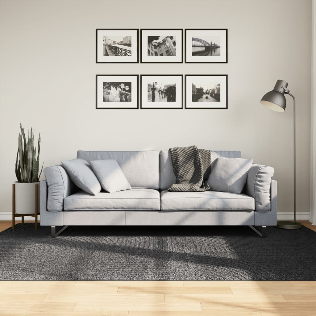vidaXL Teppich IZA Kurzflor Skandi-Stil Anthrazit 160x230 cm