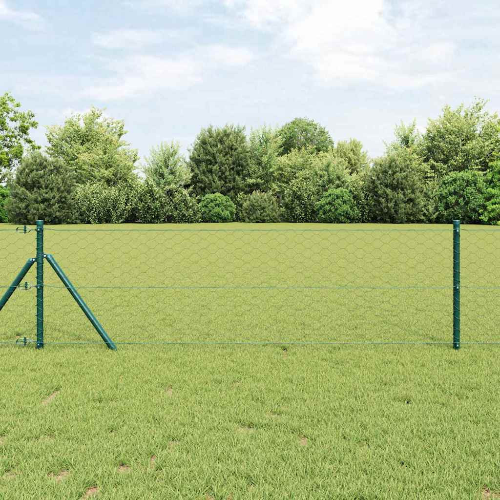 vidaXL Bodenmontierter Sechseckzaun 50 x 0,6 m PVC-beschichteter Stahl