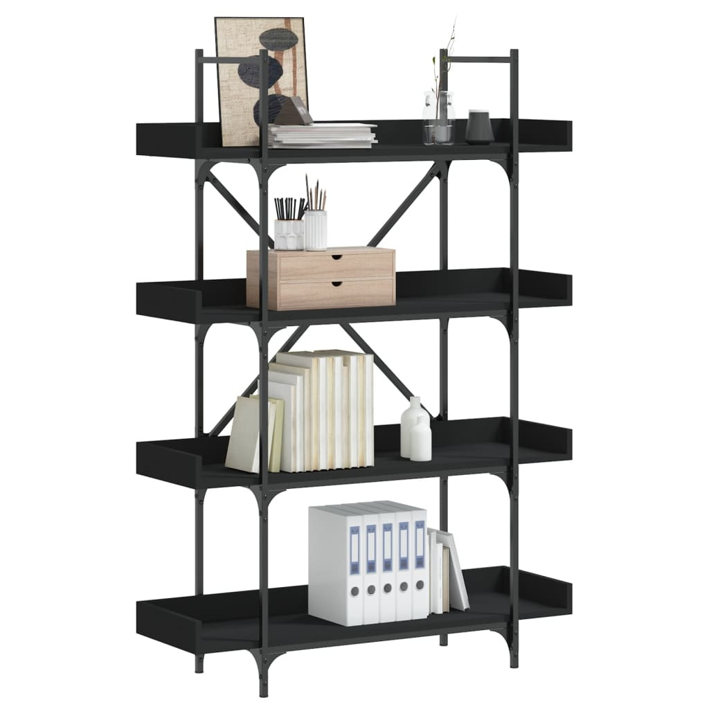vidaXL Bücherregal 4 Böden Schwarz 100x33x145,5 cm Holzwerkstoff