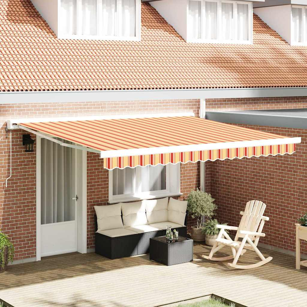 vidaXL Ausziehbare Markise Gelb und Rot 400 x 300 cm Stoff und Metall