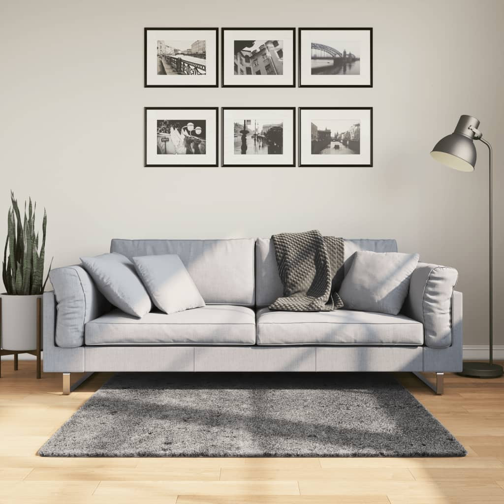 vidaXL Teppich HUARTE Kurzflor Weich und Waschbar Anthrazit 120x120 cm