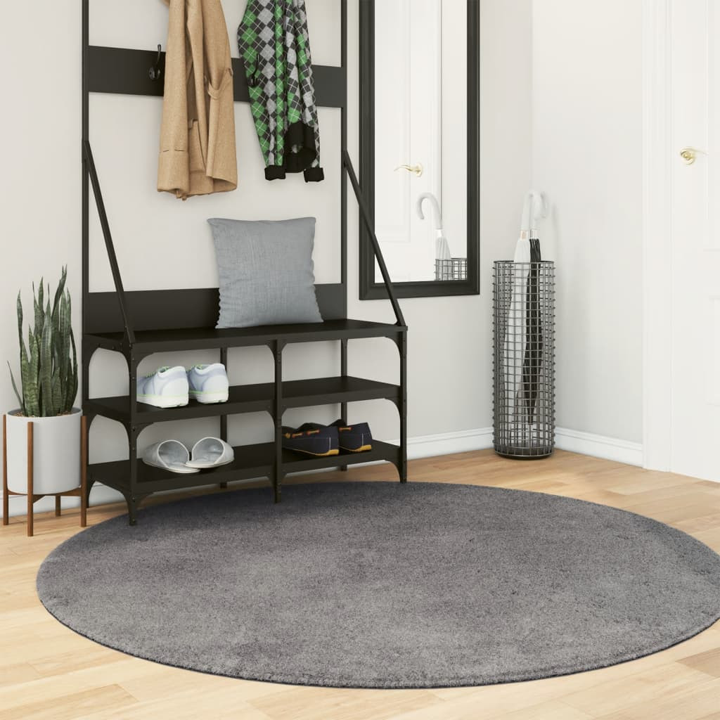 vidaXL Teppich HUARTE Kurzflor Weich und Waschbar Anthrazit Ø 160 cm