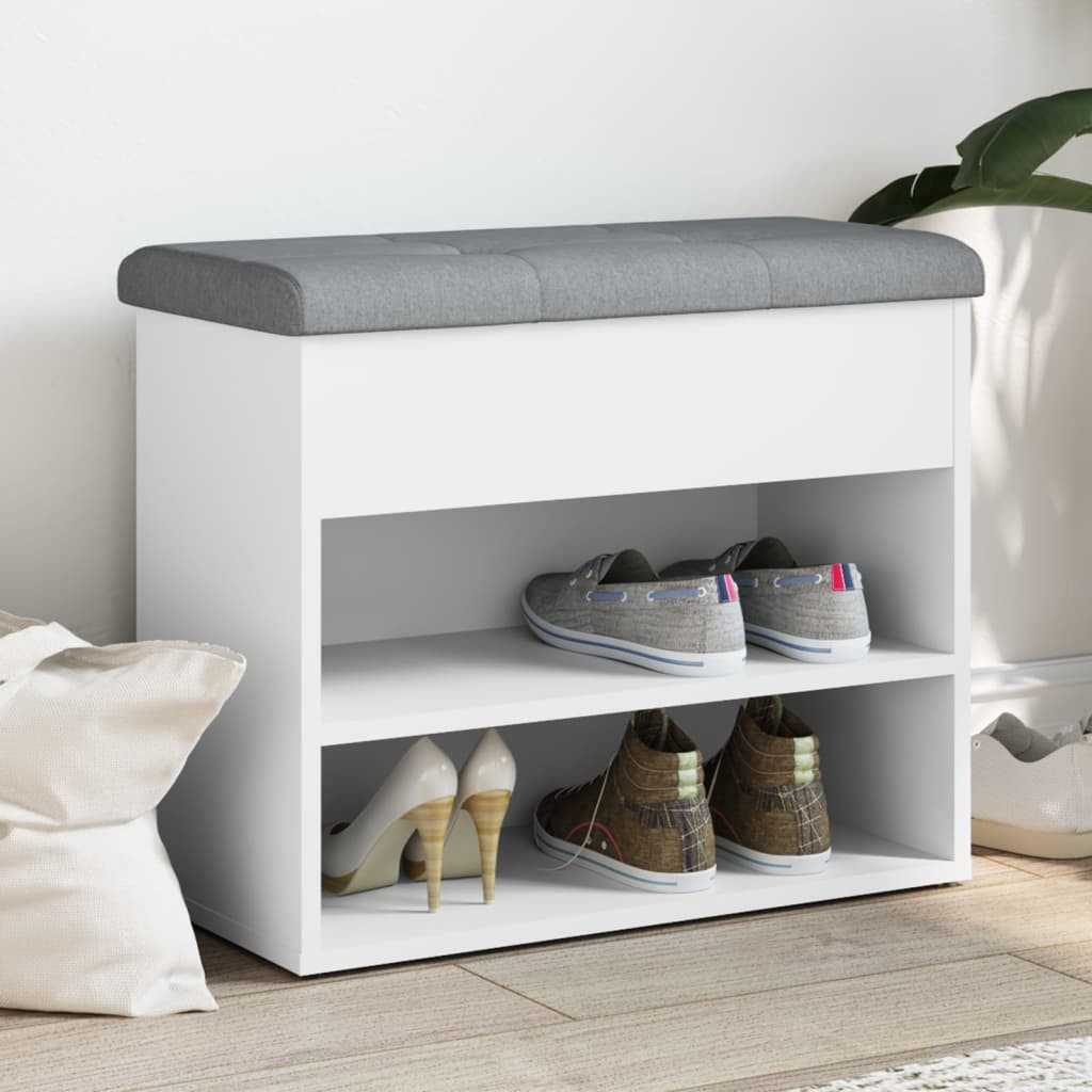 vidaXL Schuhbank Weiß 62 x 32 x 50 cm Holzwerkstoff