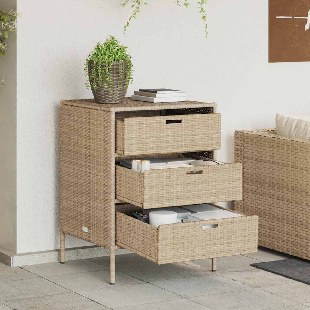 vidaXL Gartenschrank Beige 55x59x80 cm Poly Rattan