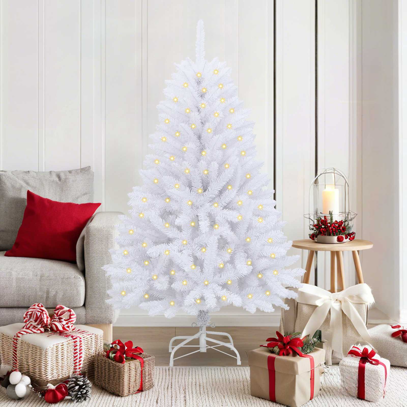 vidaXL Künstlicher Weihnachtsbaum Weiß 150 cm PVC und Metall