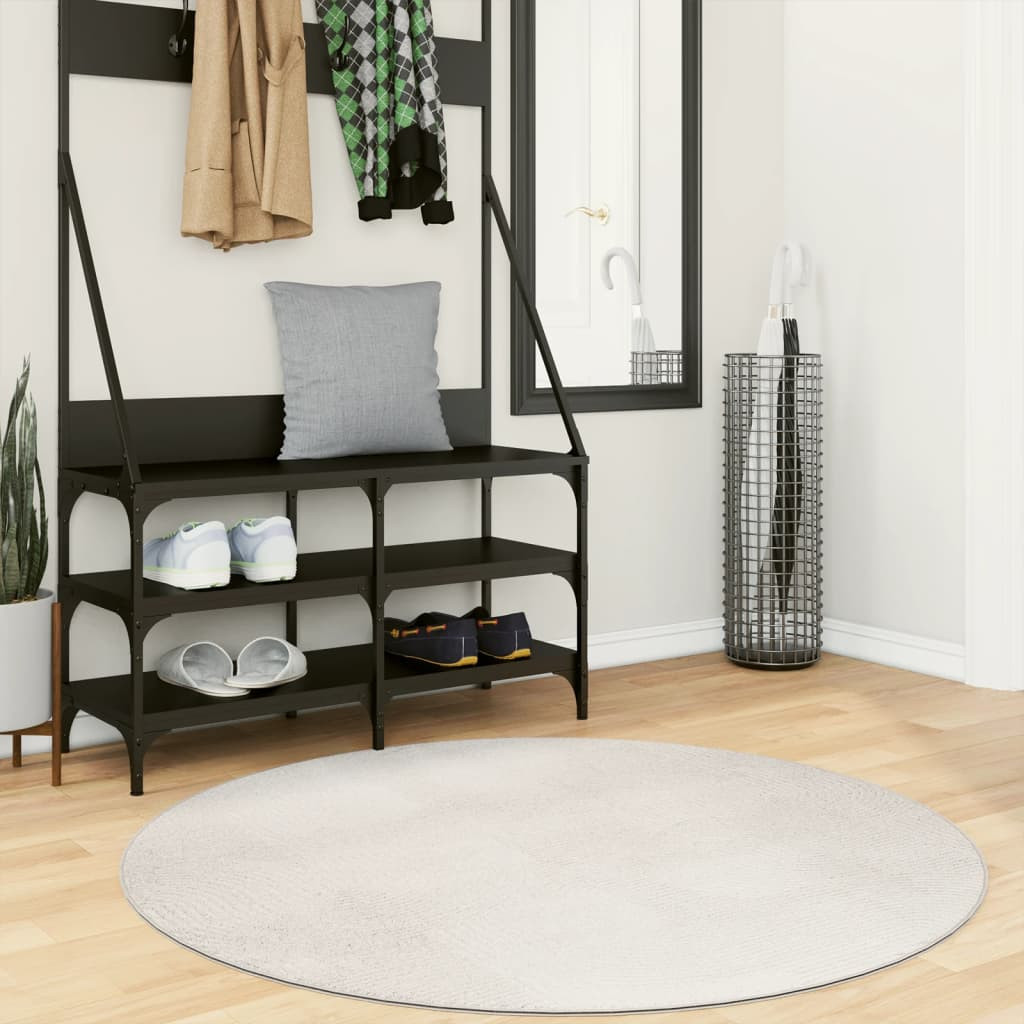 vidaXL Teppich IZA Kurzflor Skandinavischer Look Creme Ø 120 cm