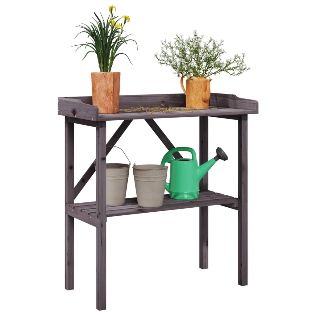 vidaXL Pflanztisch mit Ablage Grau 78x38x82,5 cm Massivholz Tanne