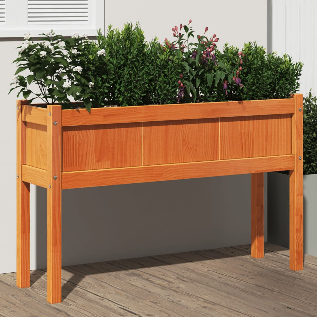 vidaXL Pflanzkübel mit Beinen Wachsbraun 110x31x70cm Massivholz Kiefer