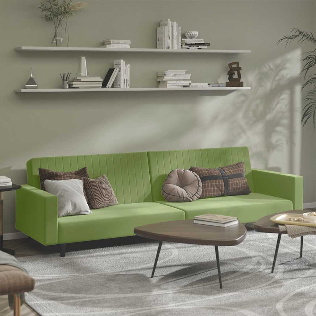 vidaXL Schlafsofa 2-Sitzer Hellgrün Samt