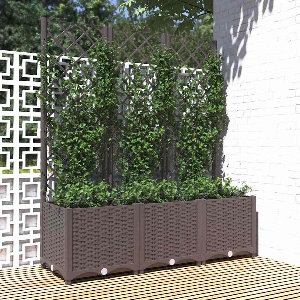 vidaXL Garten-Pflanzgefäß mit Spalier Braun 120 x 40 x 136 cm PP