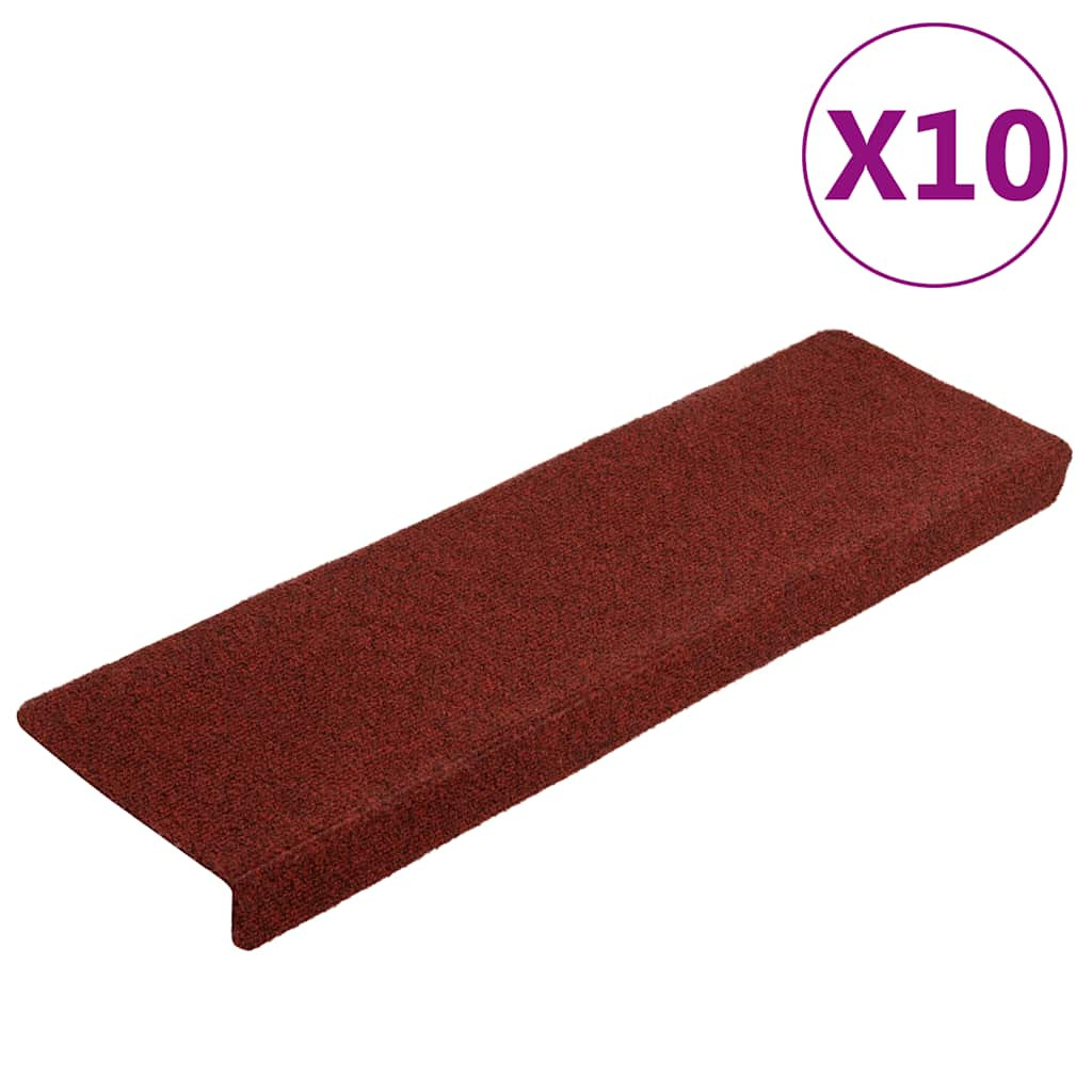 vidaXL Stufenmatten Selbstklebend 10 Stk. 65x21x4 cm Bordeauxrot Rechteckiger Rand