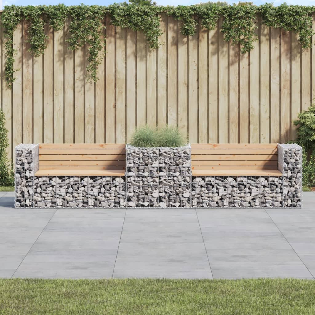 vidaXL Gartenbank mit Gabione Massivholz Kiefer