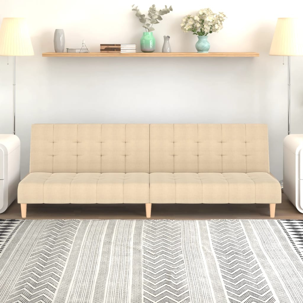 vidaXL Schlafsofa 2-Sitzer Creme Stoff
