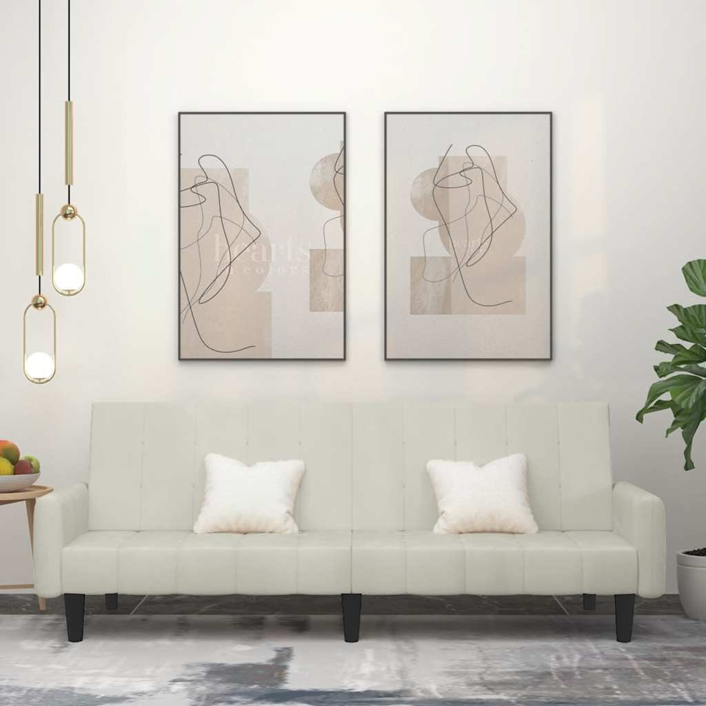 vidaXL Schlafsofa 2-Sitzer Creme Samt