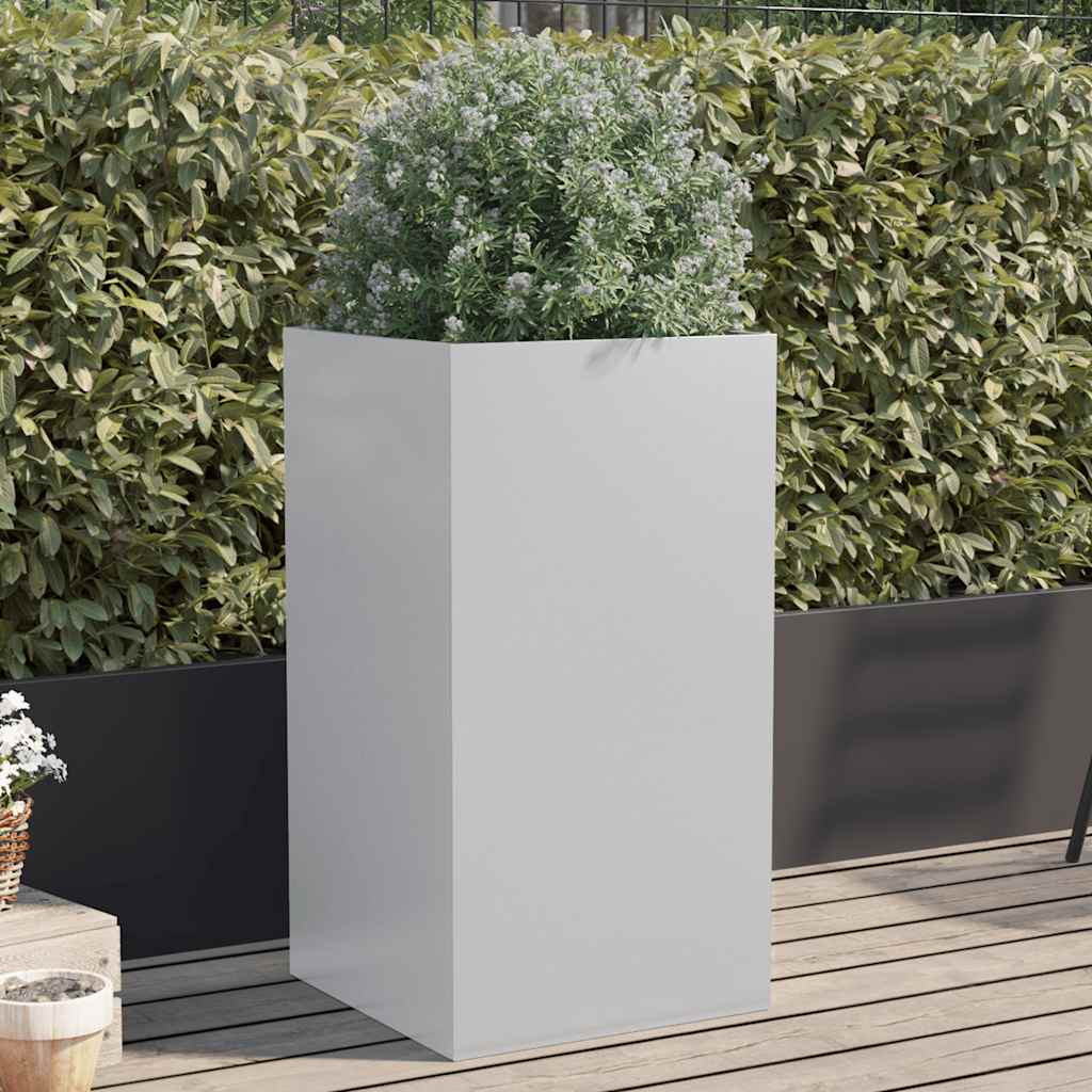 vidaXL Pflanzkübel Silbern 42x38x75 cm Verzinkter Stahl