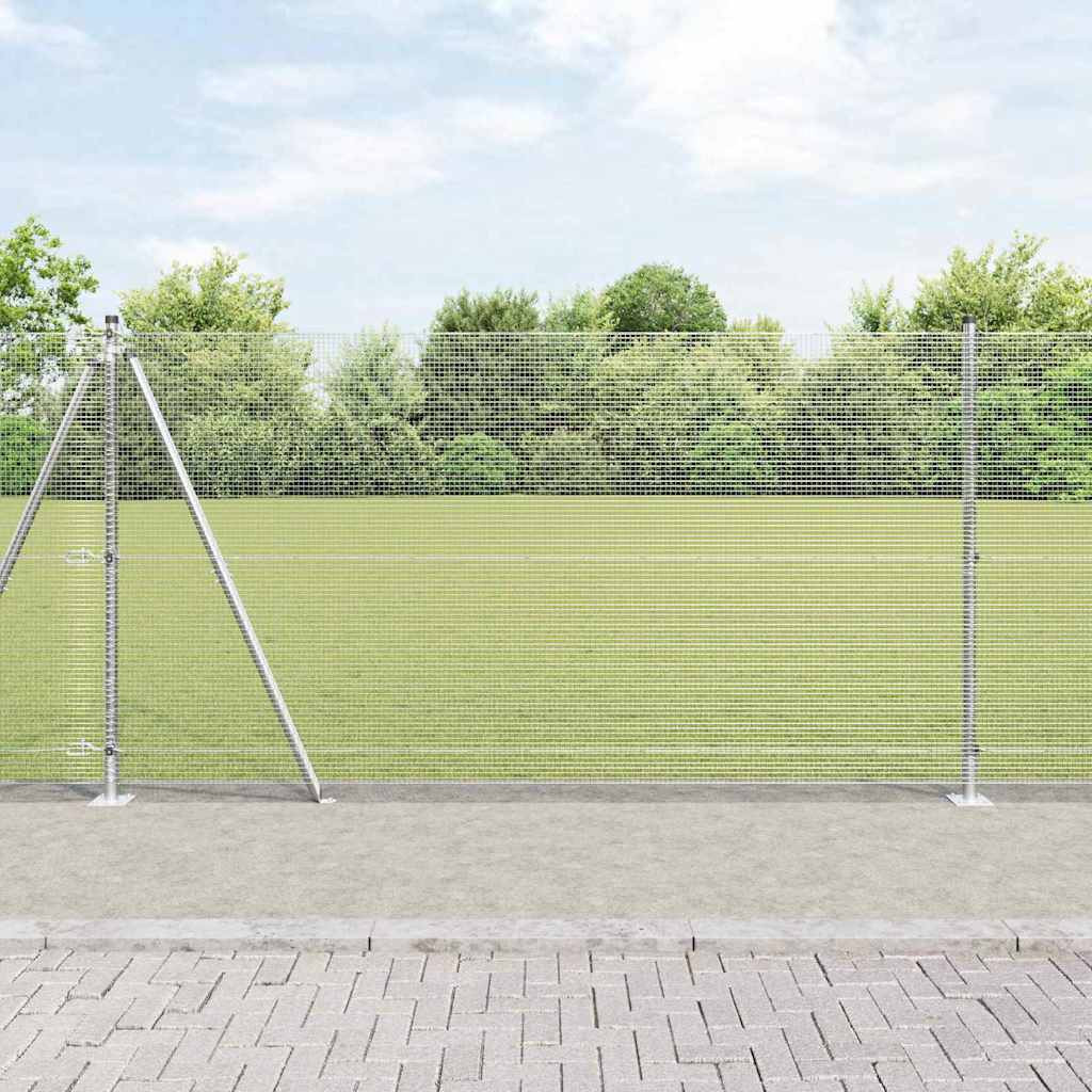 vidaXL Geschweißter Drahtzaun mit Betonsockel 50 x 1,2 m Silber Netz