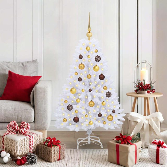 vidaXL Künstlicher Weihnachtsbaum Weiß 68 x 68 x 120 cm PVC und Metall