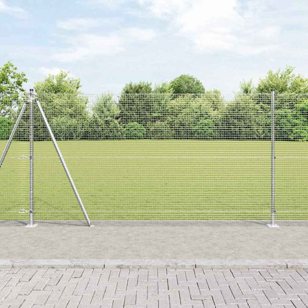 vidaXL Geschweißter Drahtzaun mit Betonsockel 50 x 1,2 m Silber Netz