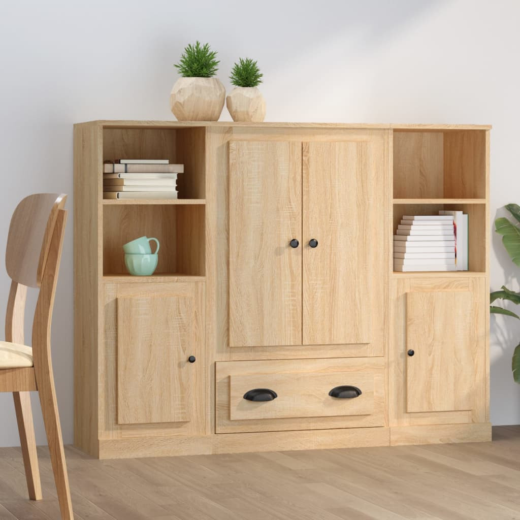 vidaXL Highboards 3 Stk. Sonoma-Eiche Holzwerkstoff
