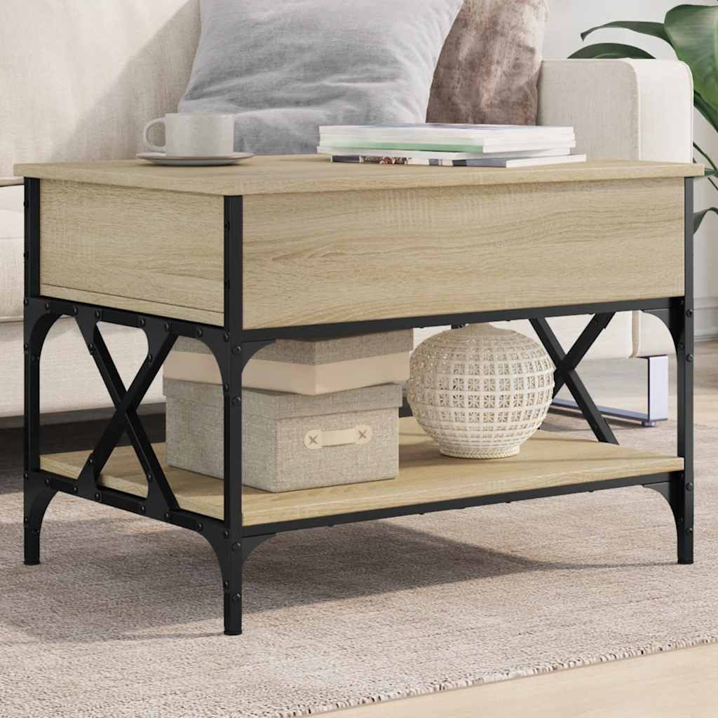vidaXL Couchtisch Sonoma-Eiche 70x50x50 cm Holzwerkstoff und Metall