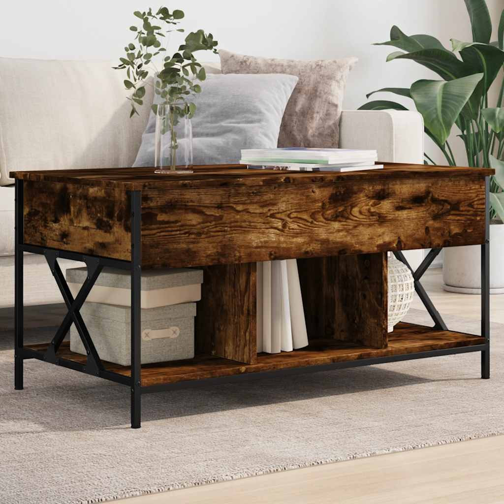 vidaXL Couchtisch Räuchereiche 100x55x50 cm Holzwerkstoff und Metall