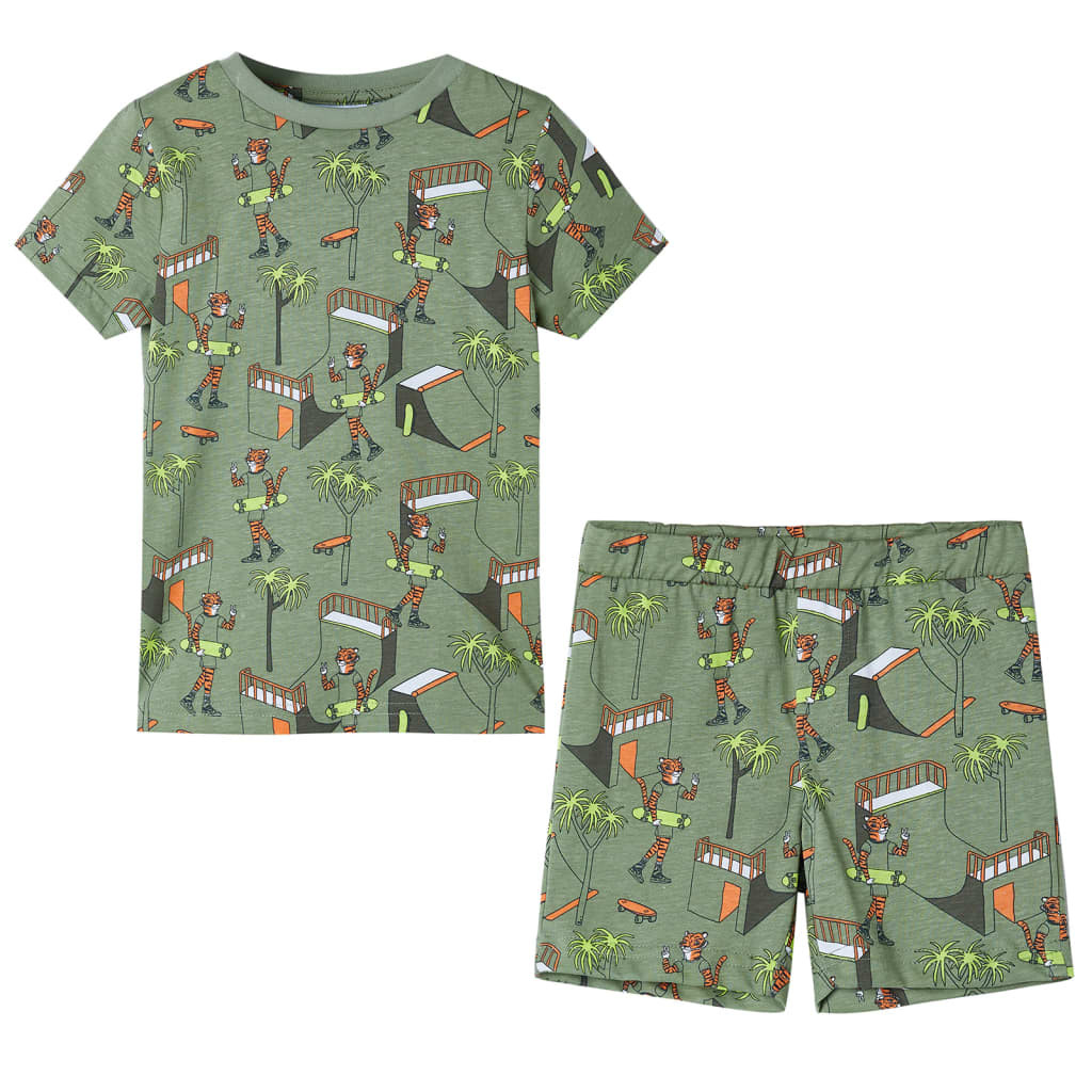 Kinderpyjama mit Kurzen Ärmeln Hellkhaki 92