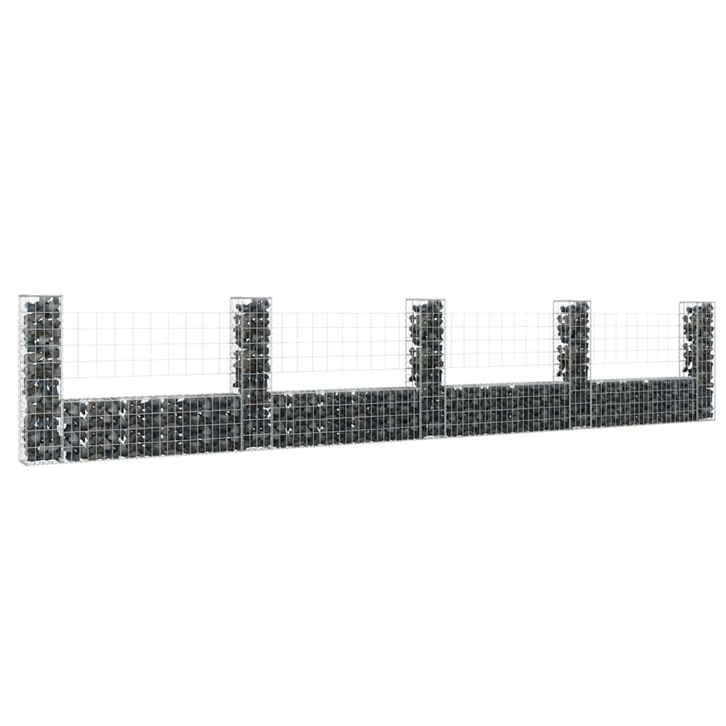 vidaXL Gabionenkorb U-Form mit 5 Säulen Eisen 500x20x100 cm