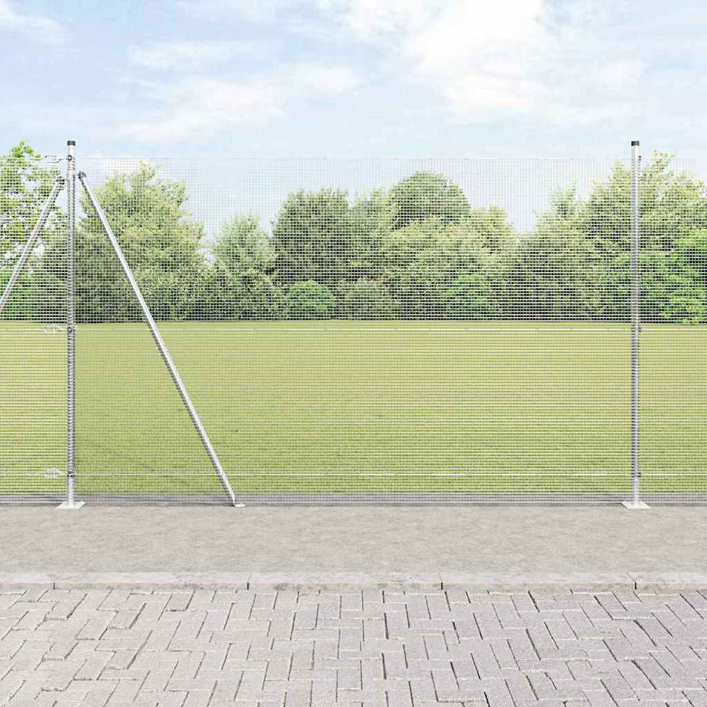 vidaXL Geschweißter Drahtzaun mit Betonsockel 50 x 1,4 m Silber Netz