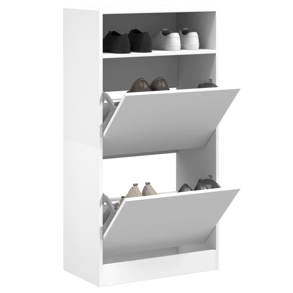 vidaXL Schuhschrank Weiß 60x34x116 cm Holzwerkstoff