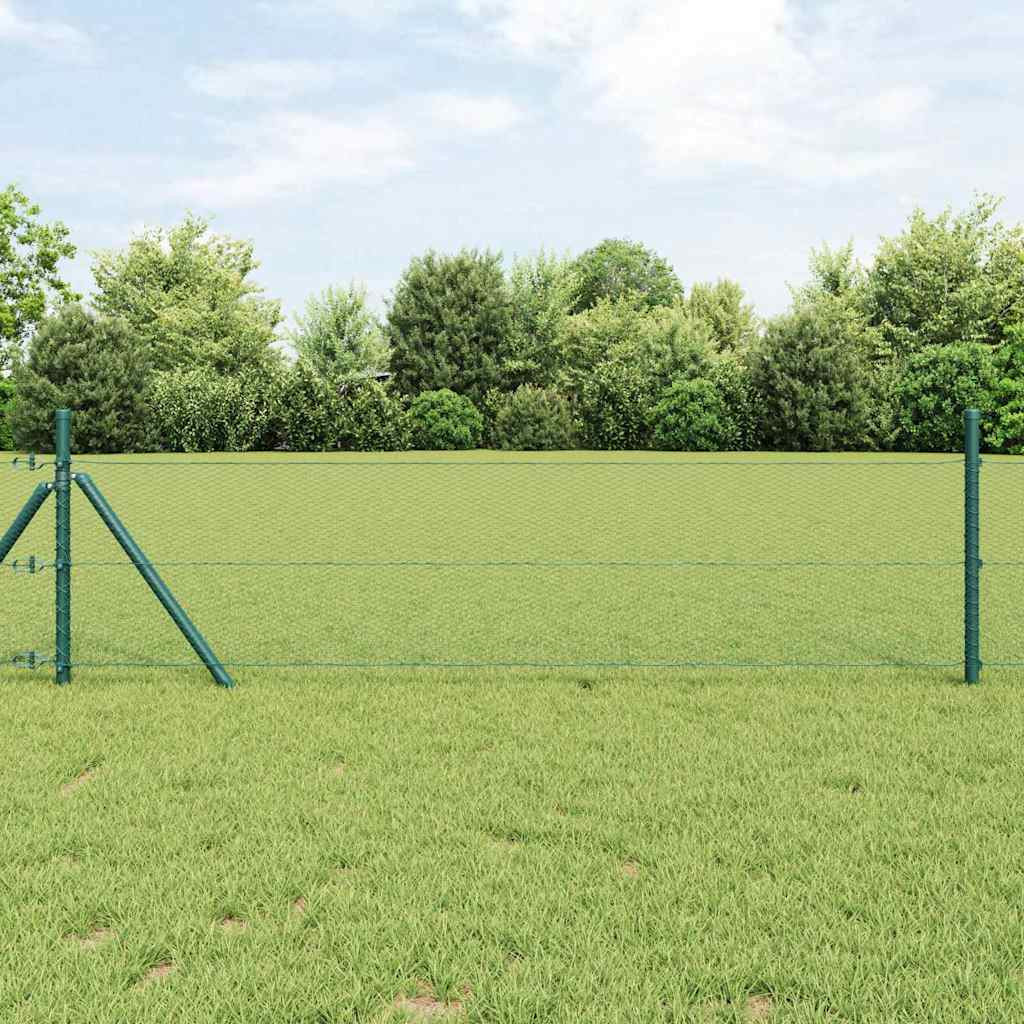 vidaXL Bodenmontierter Sechseckzaun 10 x 0,4 m PVC-beschichteter Stahl