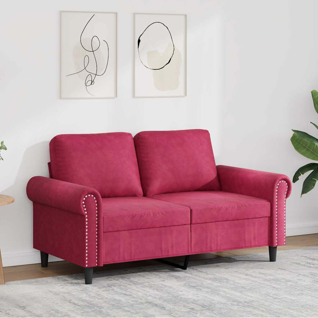 vidaXL 2-Sitzer-Sofa Weinrot 120 cm Samt
