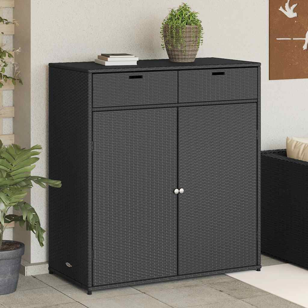 vidaXL Gartenschrank Schwarz 105x55x113 cm Poly Rattan