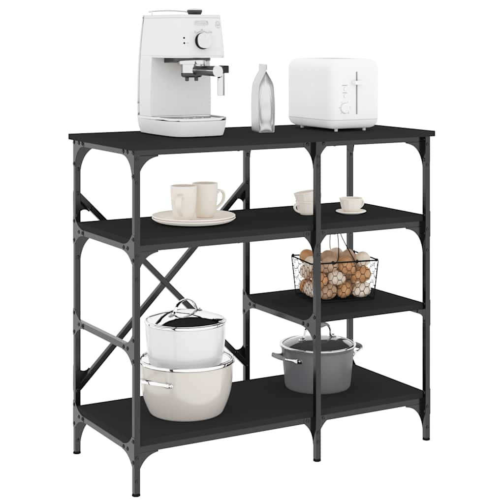 vidaXL Bäckerregal Schwarz 90x40x84 cm Holzwerkstoff und Metall