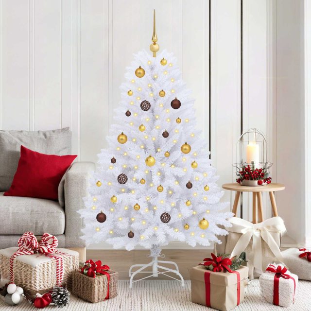 vidaXL Künstlicher Weihnachtsbaum Weiß 80 x 80 x 150 cm PVC und Metall
