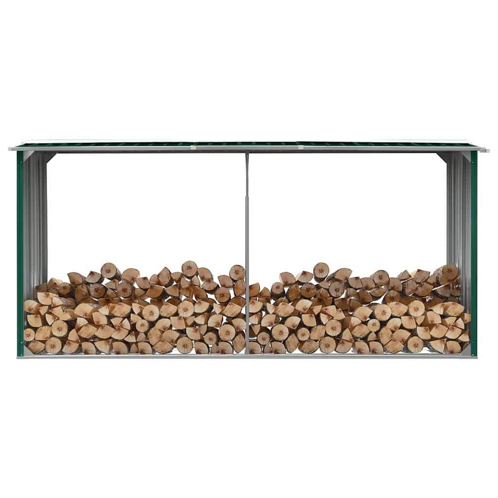 vidaXL Brennholzlager Verzinkter Stahl 330 x 92 x 153 cm Grün
