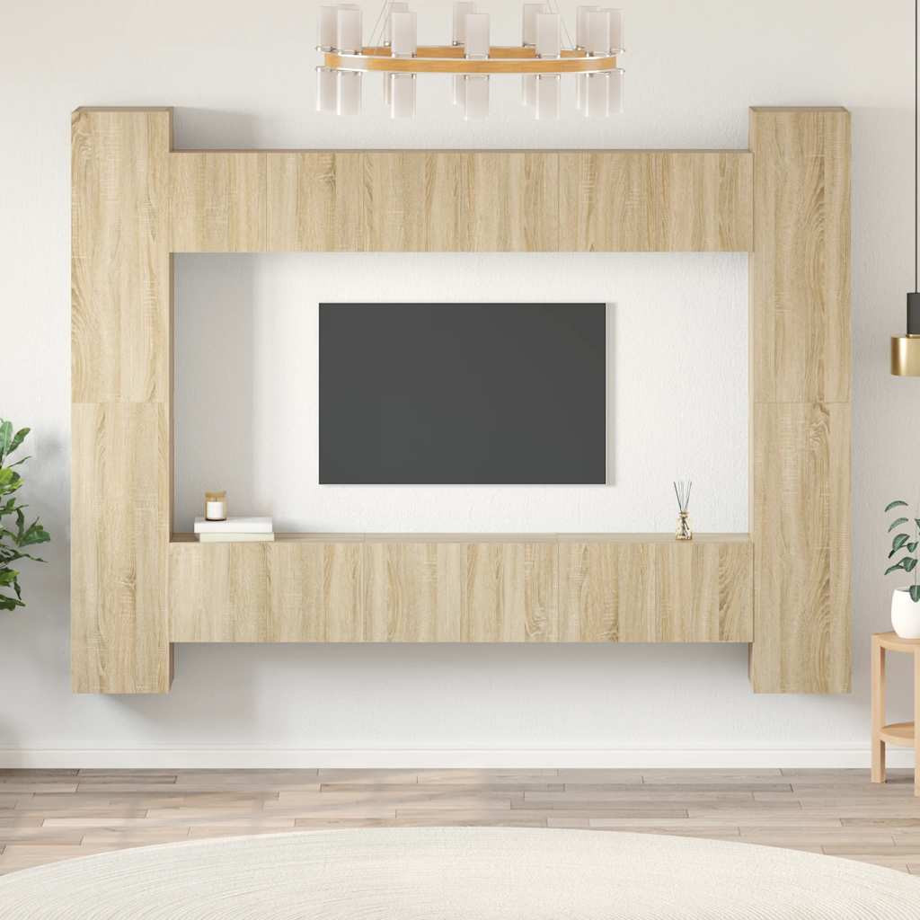 vidaXL 10-tlg. TV-Schrank-Set Sonoma-Eiche Holzwerkstoff