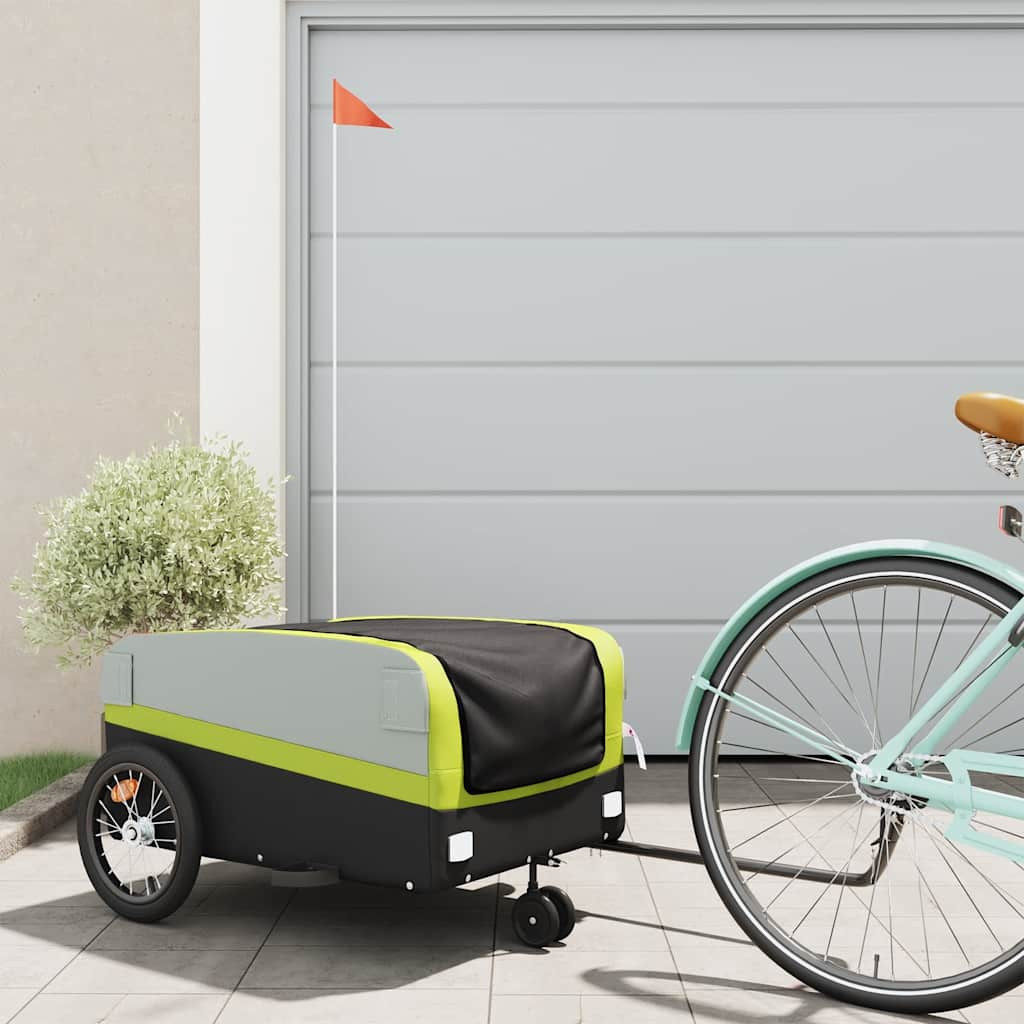 vidaXL Fahrradanhänger Schwarz und Grün 45 kg Eisen