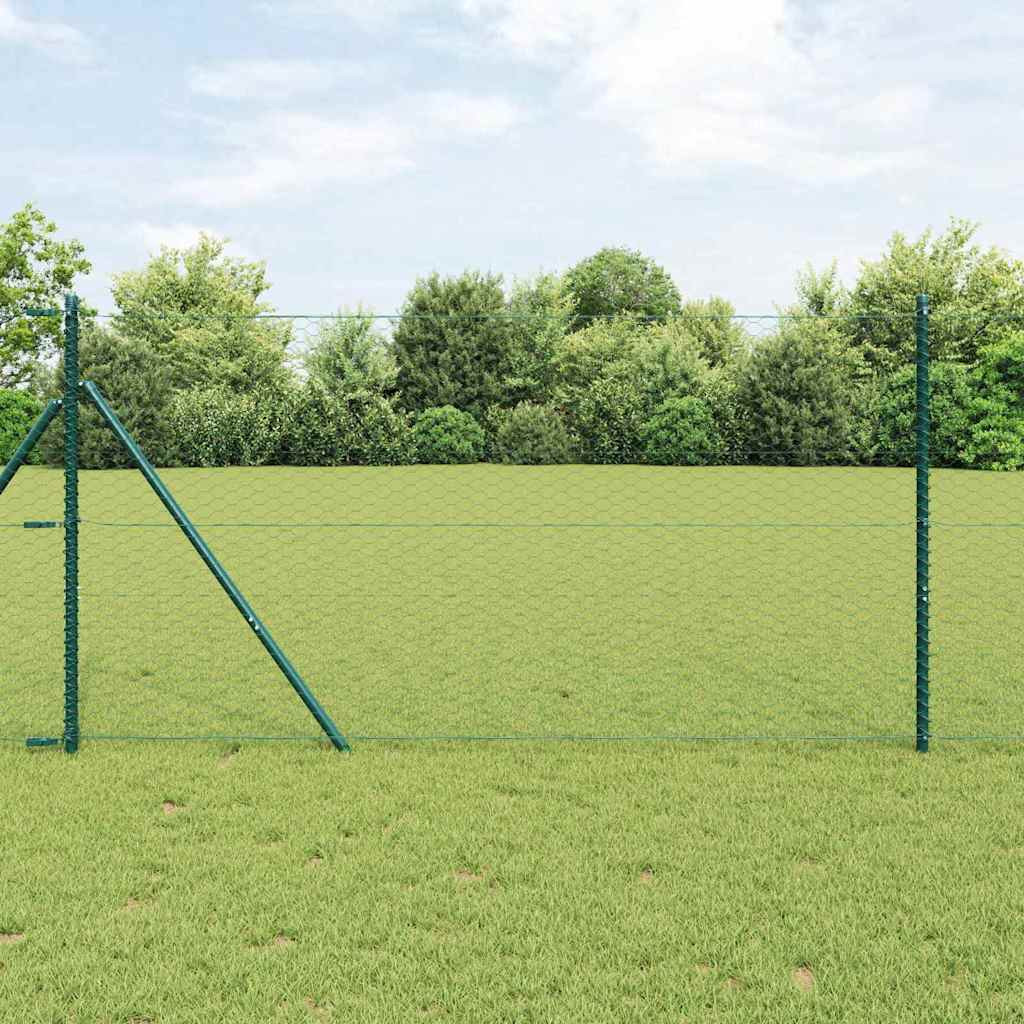 vidaXL Bodenmontierter Sechseckzaun 10 x 1,2 m PVC-beschichteter Stahl