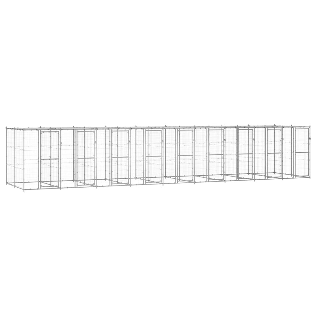 vidaXL Outdoor-Hundezwinger mit Überdachung Verzinkter Stahl 21,78 m²