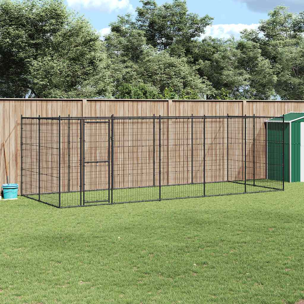 vidaXL Outdoor-Hundezwinger Stahl 12,1 m²