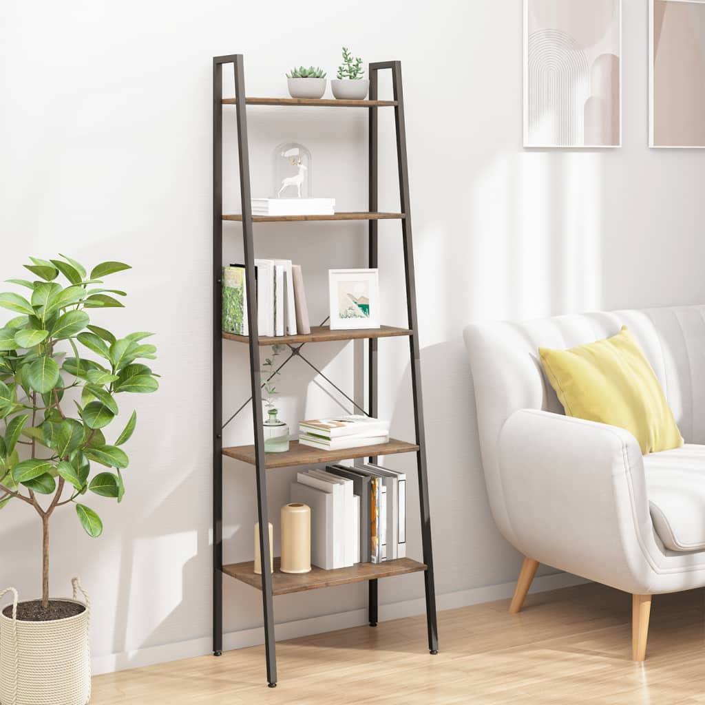 vidaXL Standregal mit 5 Böden Dunkelbraun und Schwarz 56x35x174 cm