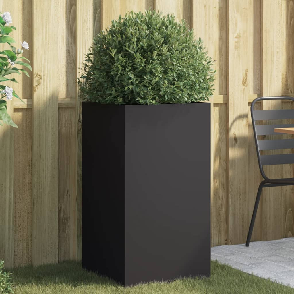 vidaXL Pflanzkübel Schwarz 42x38x75 cm Stahl