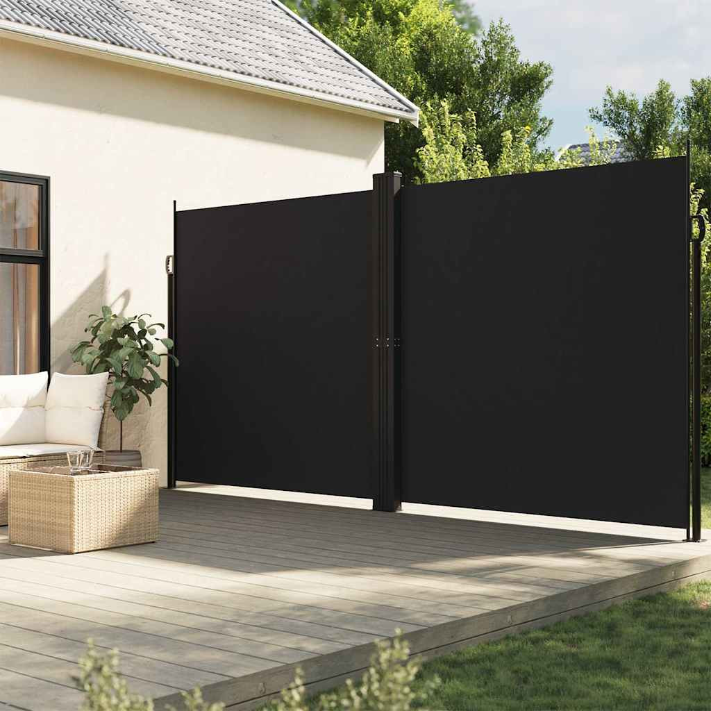 vidaXL Seitenmarkise Ausziehbar Schwarz 200x1200 cm
