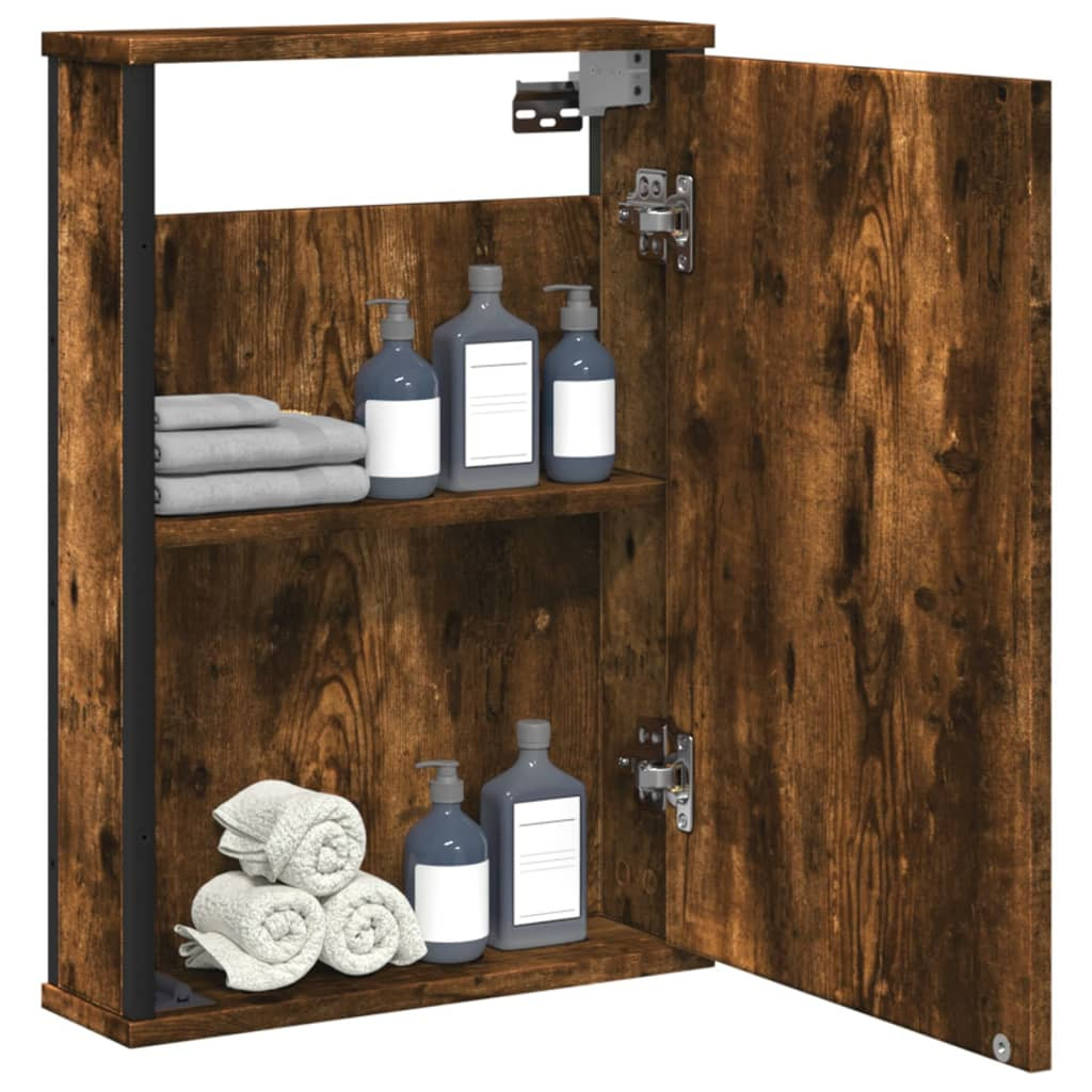 vidaXL Bad-Spiegelschrank Räuchereiche 42x12x60 cm Holzwerkstoff
