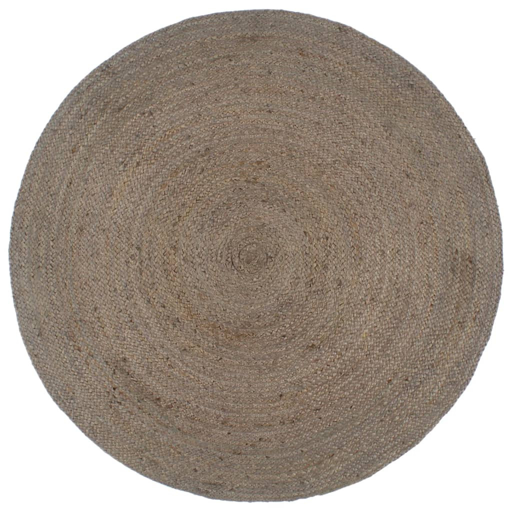 vidaXL Teppich Handgefertigt Jute Rund 210 cm Grau