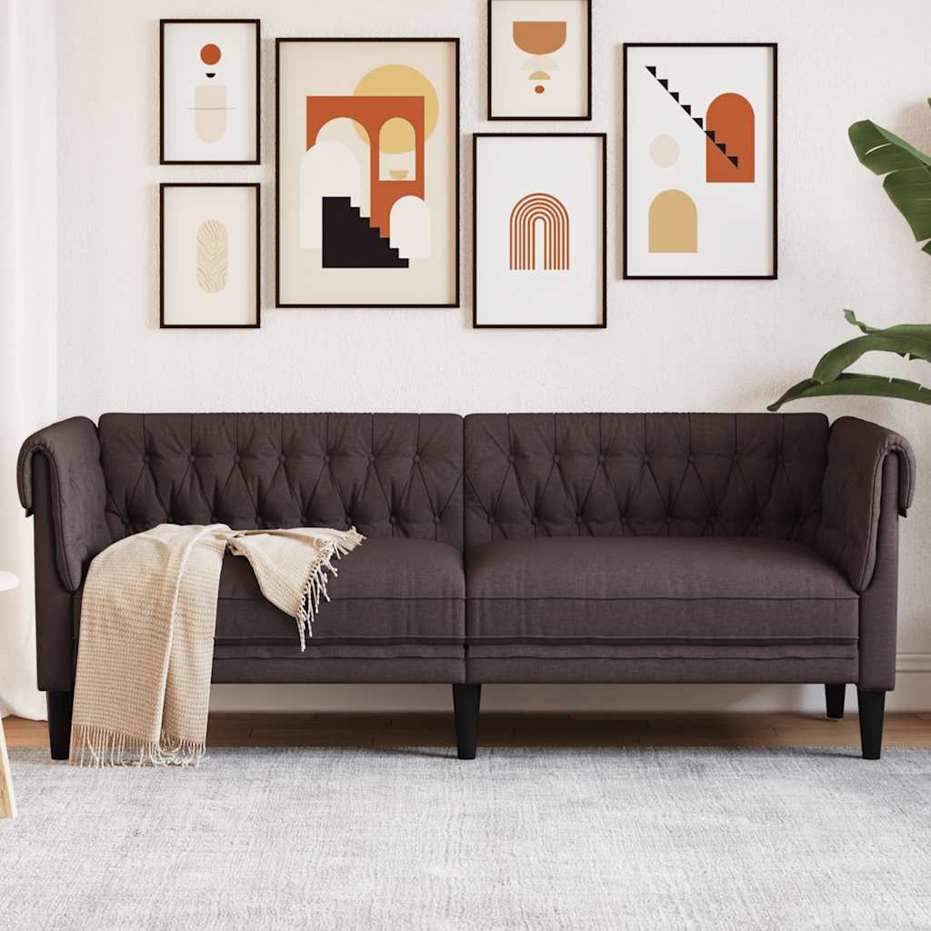 vidaXL Chesterfield-Sofa 3-Sitzer Dunkelbraun Stoff