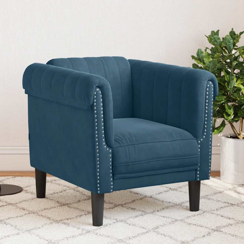 vidaXL Sessel Blau Samt