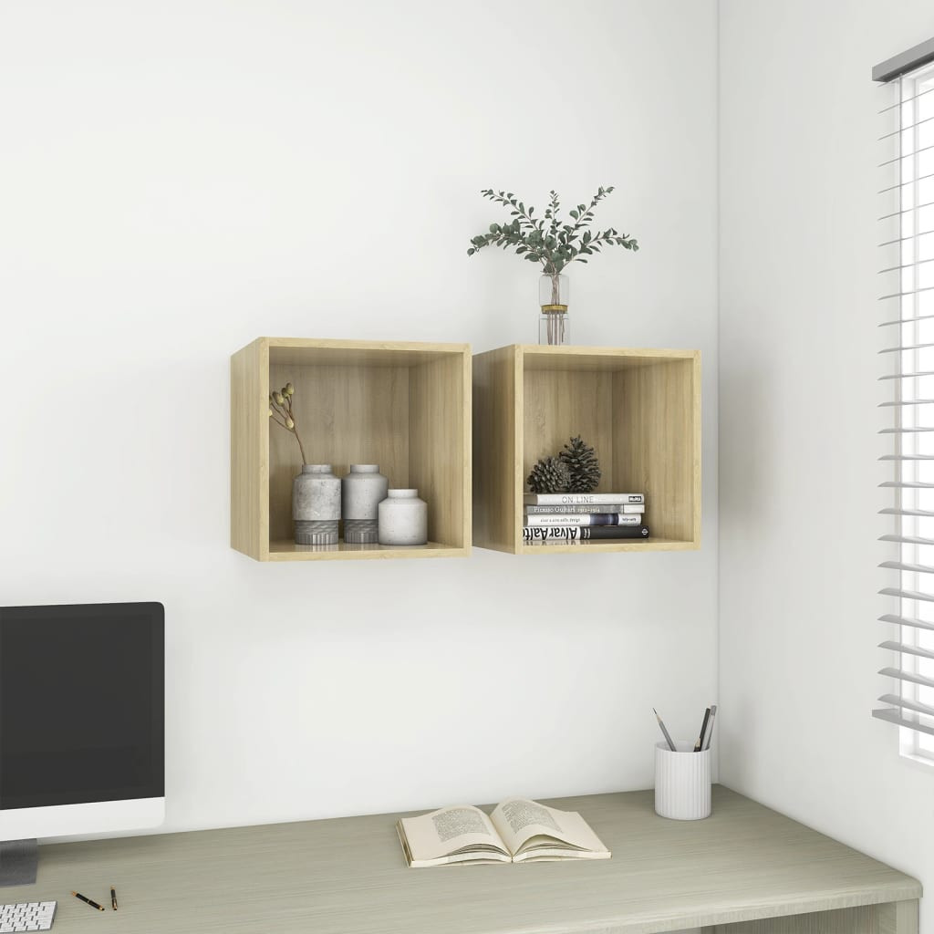 vidaXL Wandschränke 2 Stk. Sonoma-Eiche 37x37x37 cm Holzwerkstoff