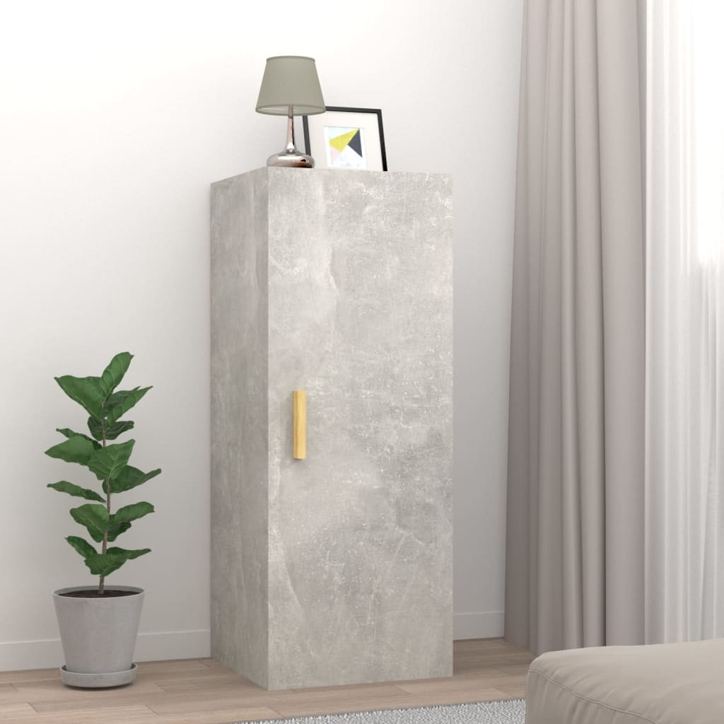 vidaXL Wandschrank Betongrau 34,5x34x90 cm Holzwerkstoff